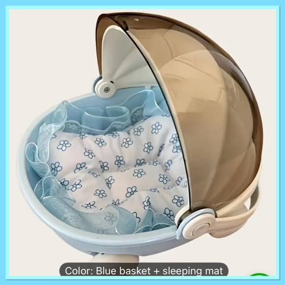 Charming Blue Doll Carrier with Floral Cushion - Picture 2 of 2